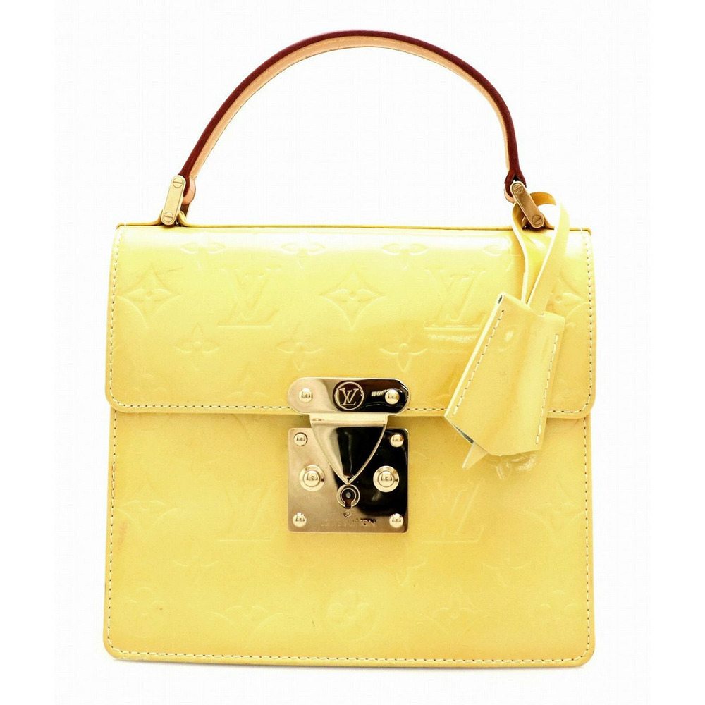 Louis Vuitton Monogram Vernis Spring Street Handbag Leather Enamel Calf Lime